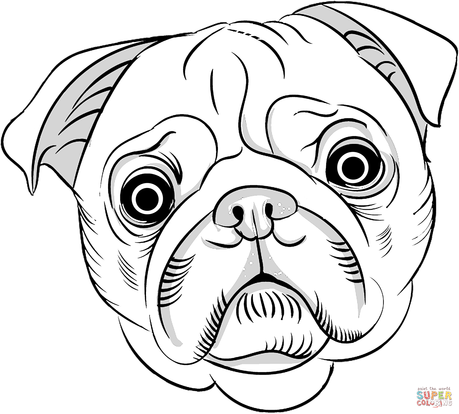 Pugs portrait coloring page free printable coloring pages