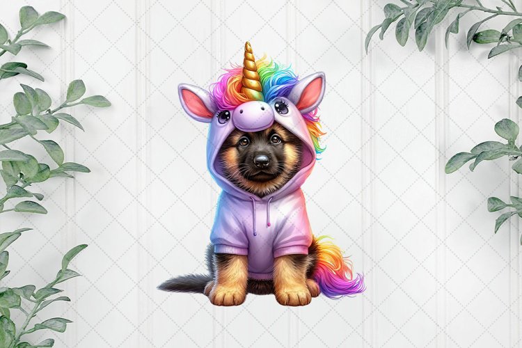 Unicorn costume german shepherd dog