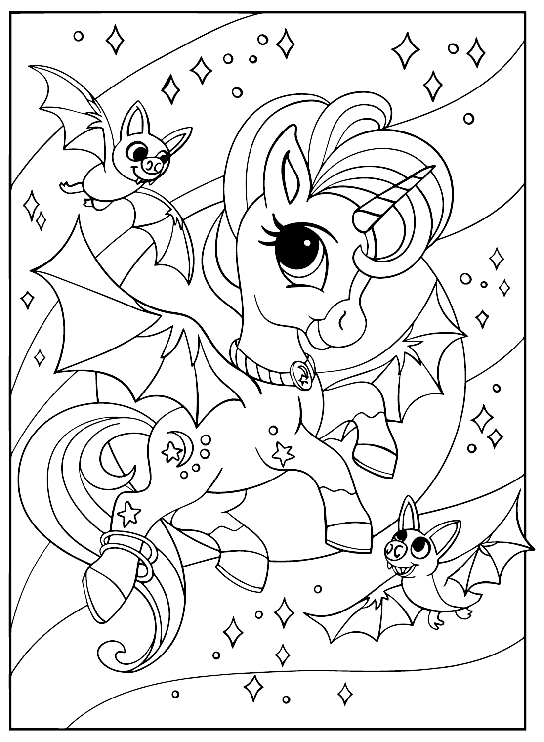 Halloween unicorn coloring pages