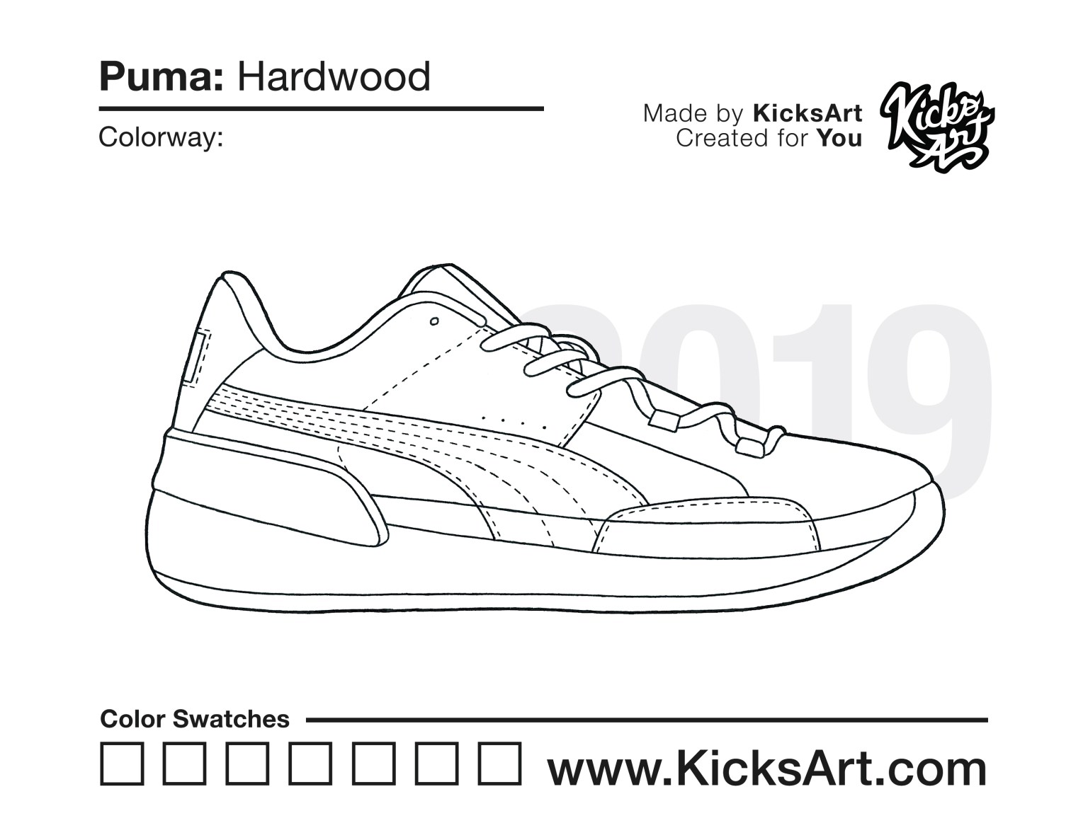 Puma clyde hardwood sneaker coloring pages