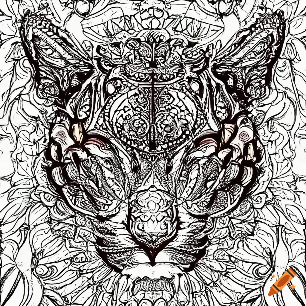 Coloring page for adults mandala puma image white background minimilastic clean line art fine line art