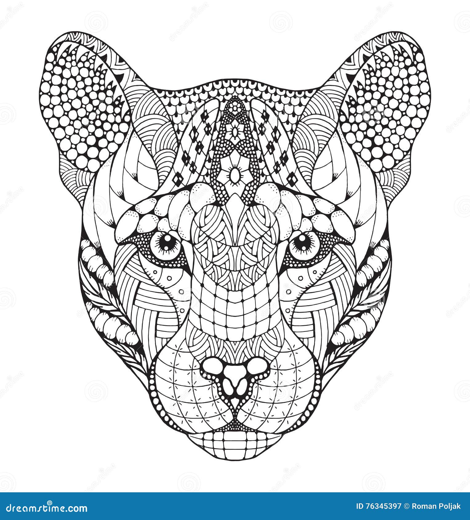 Cougar mountain lion puma panther head zentangle stylized ve stock vector