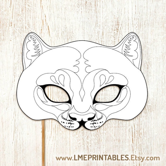 Puma coloring mask printable animal mountain lion halloween costume masks cougar decor wild big cat catamount party birthday book activity