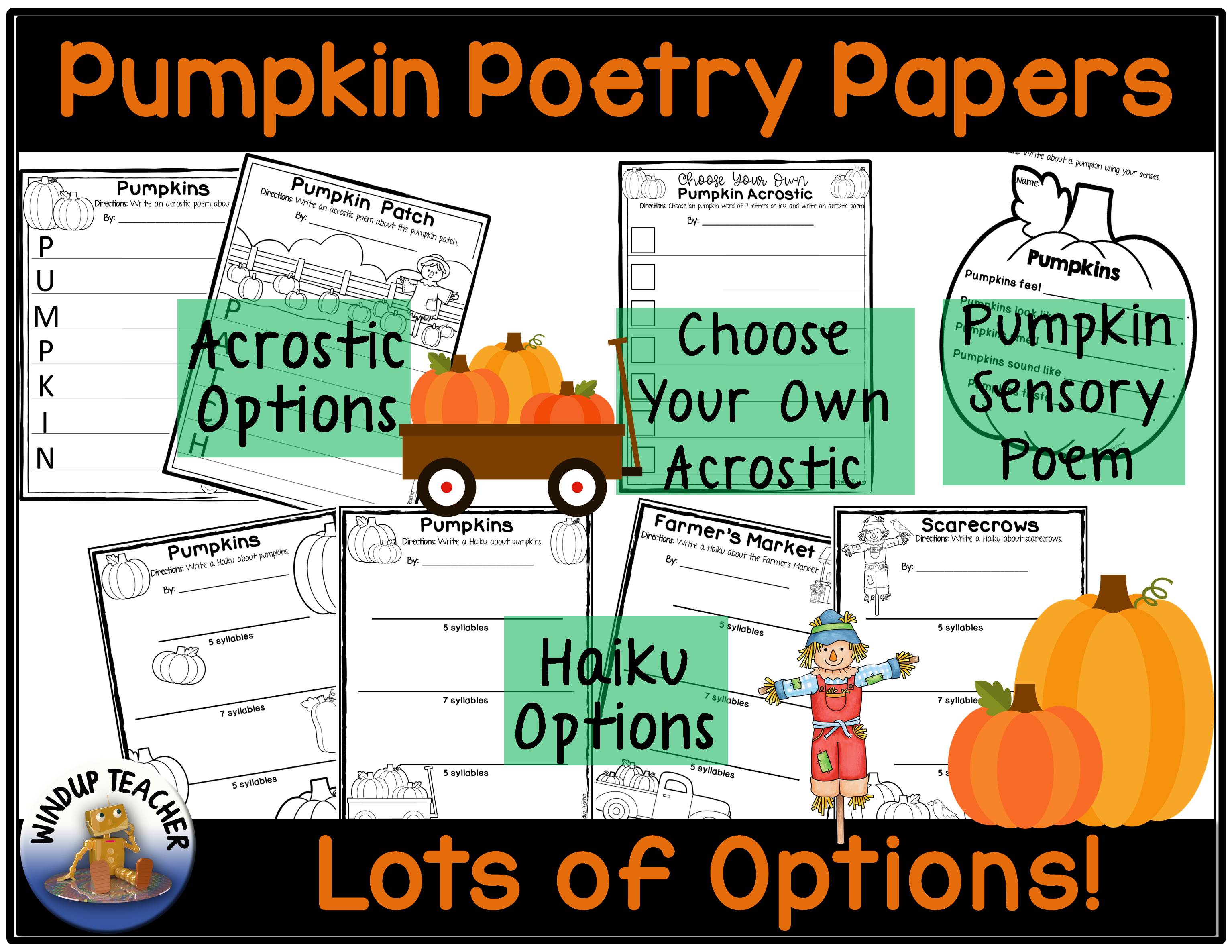 Pumpkin poetry activity sheets