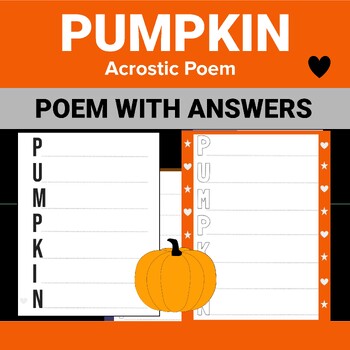 Pumpkin acrostic poem coloring letters autumn poetry templates with answers