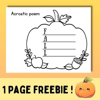 Pumpkin acrostic poem template tpt