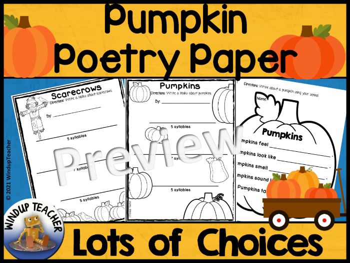 Pumpkin poetry activity sheets teaching resources