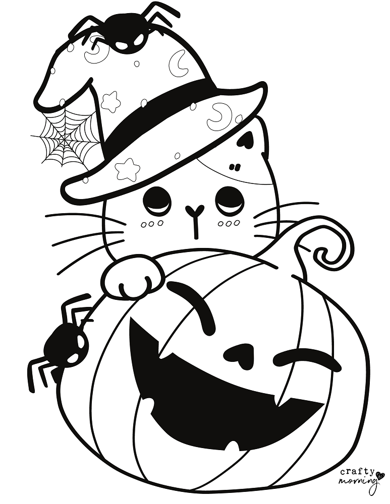 Halloween cat coloring pages free printables