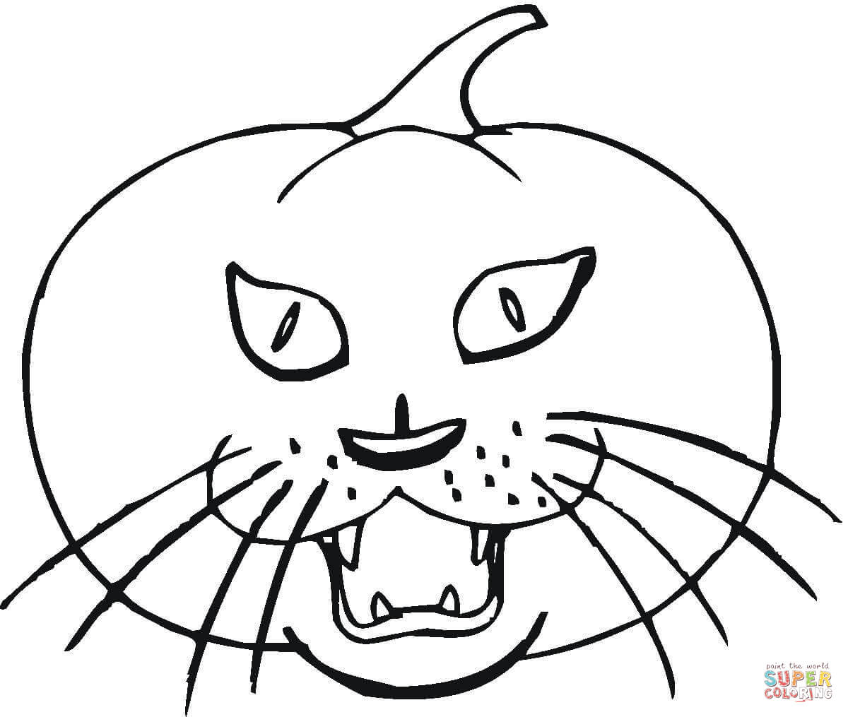 Cat pumpkin coloring page free printable coloring pages