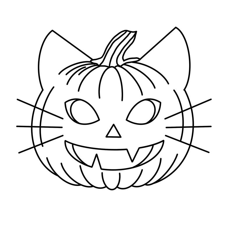 Cat pumpkin coloring page