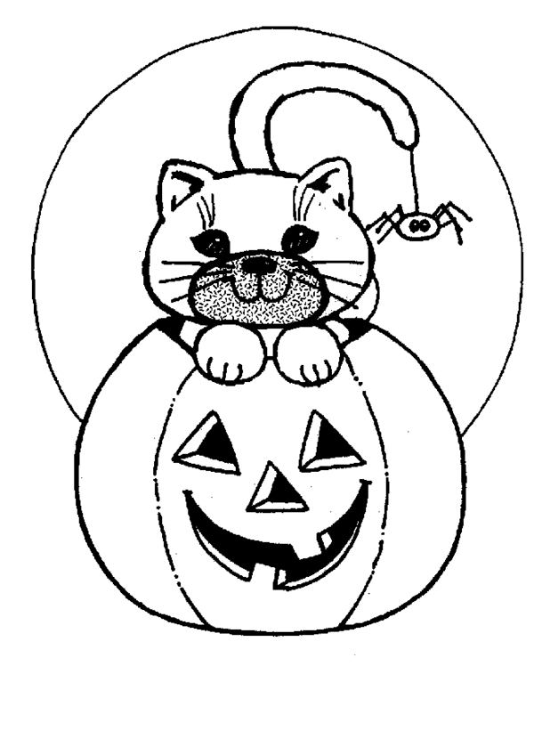 Halloween pumpkin cat coloring pages purple kitty