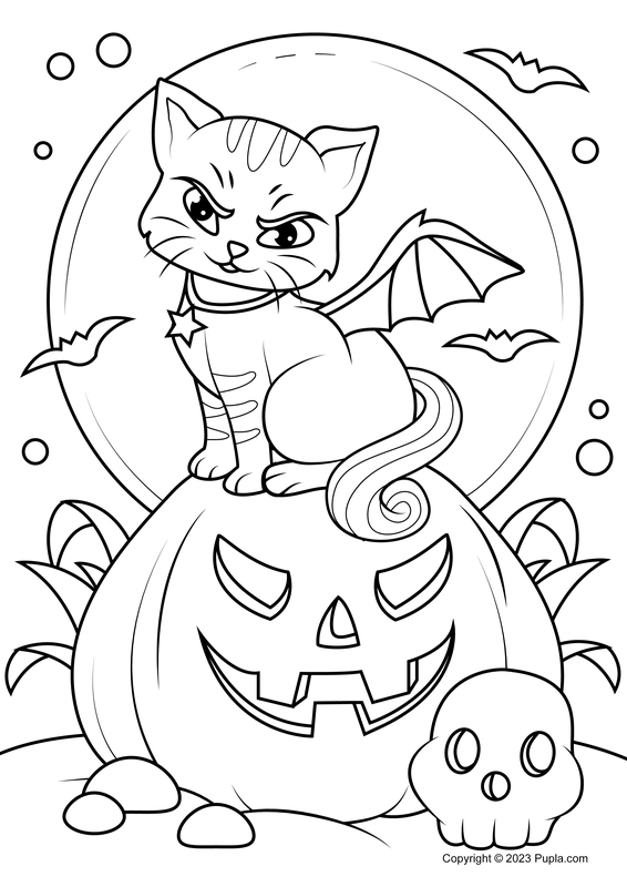 Ðï halloween cat sitting on pumpkin