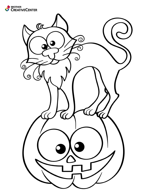 Free printable halloween cat and pumpkin coloring creative center