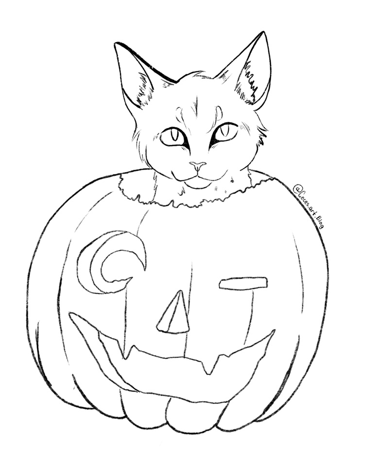 Pumpkin kitty ð coloring page