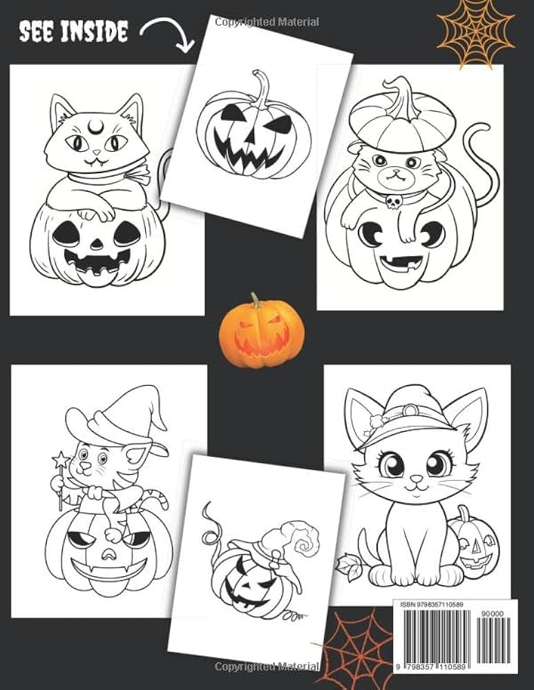 Halloween pumpkin cat coloring book for kids halloween cat and funny pumpkins coloring book for kids and toddlers press four season books