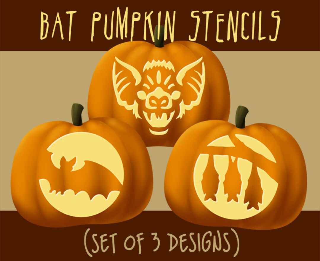 Digital bat pumpkin stencils halloween jack
