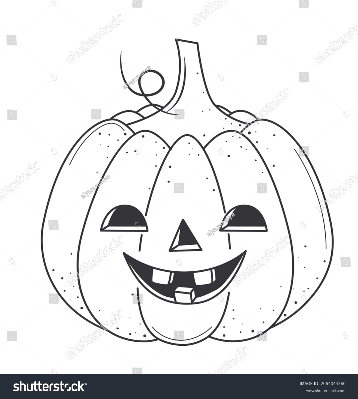 Halloween carving smiling pumpkin coloring bookline stock vector royalty free