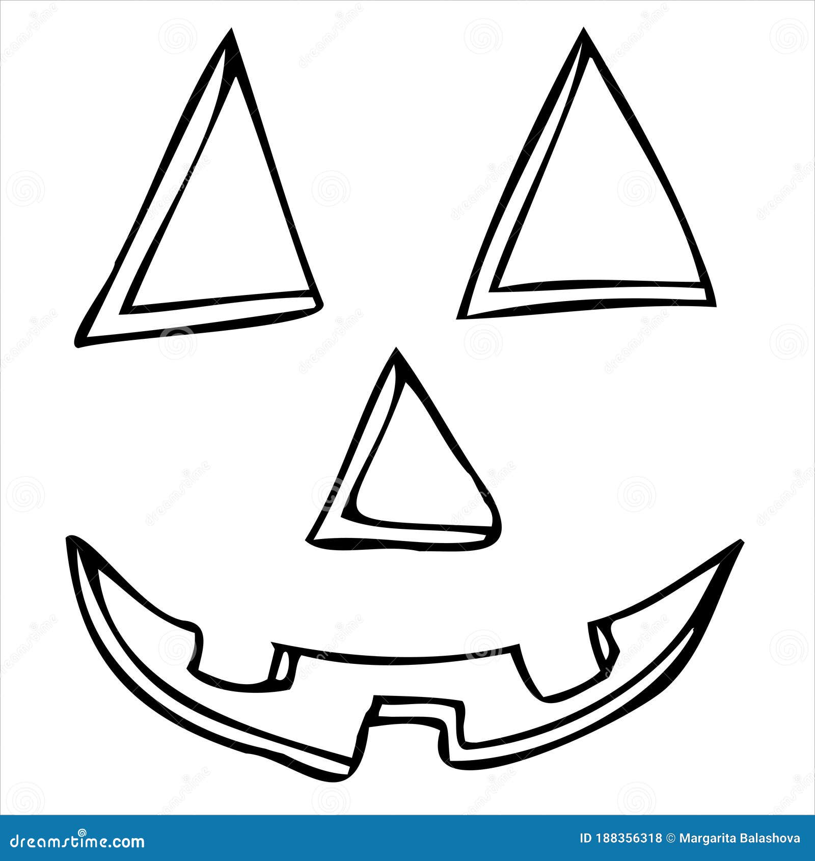 Carved eyes nose mouth carving pattern in pumpkin vector decorative element coloring book stock vector