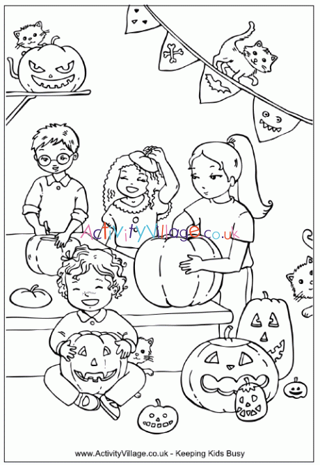 Carving pumpkins louring page