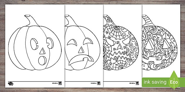 Halloween pumpkin carving colouring sheets party