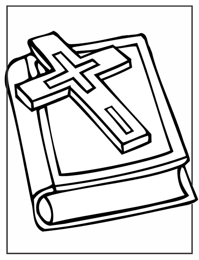 Cross and bible coloring page