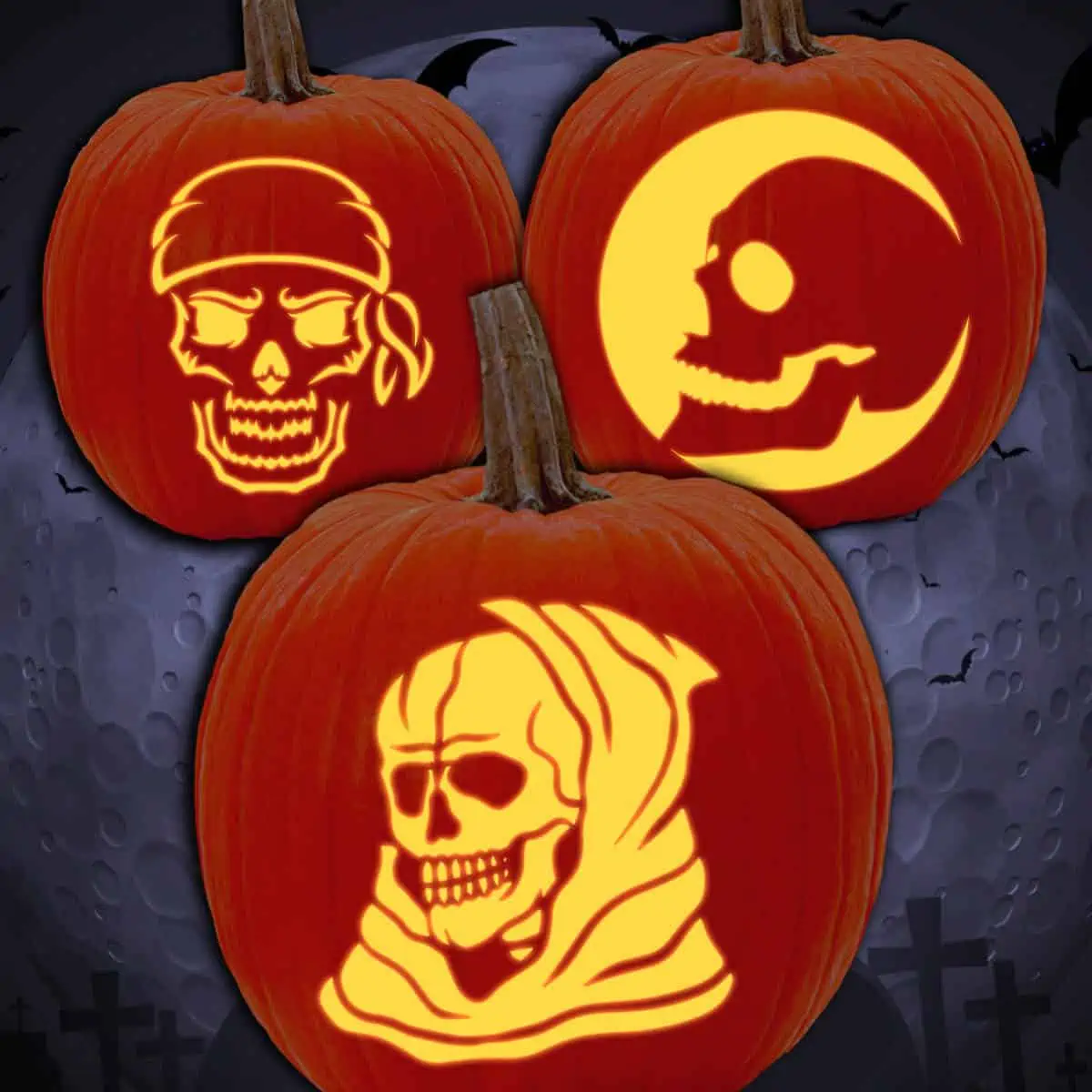 Free skull pumpkin carving patterns stencils