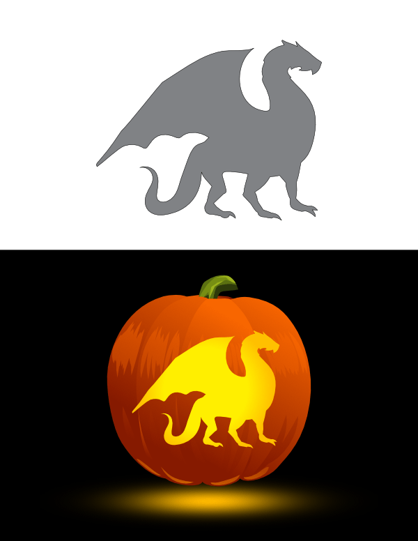 Printable standing dragon pumpkin stencil