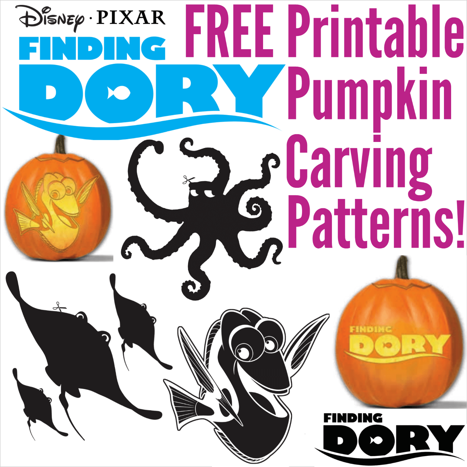 Free finding dory pumpkin carving patterns to print