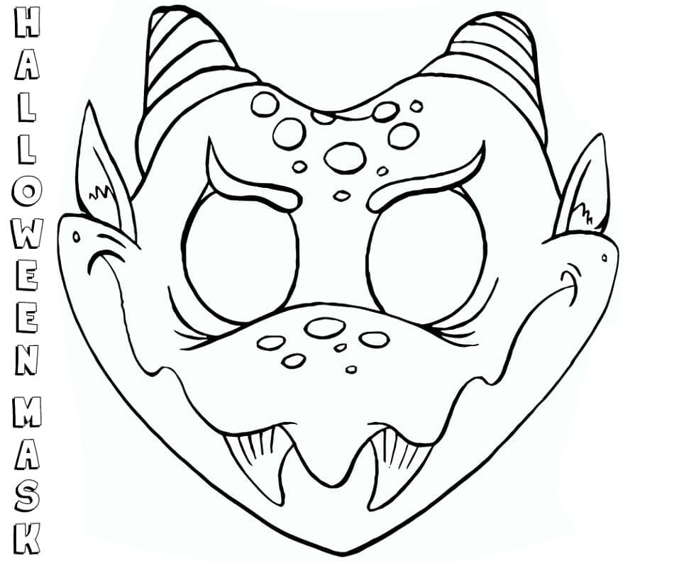 Halloween dragon mask coloring page