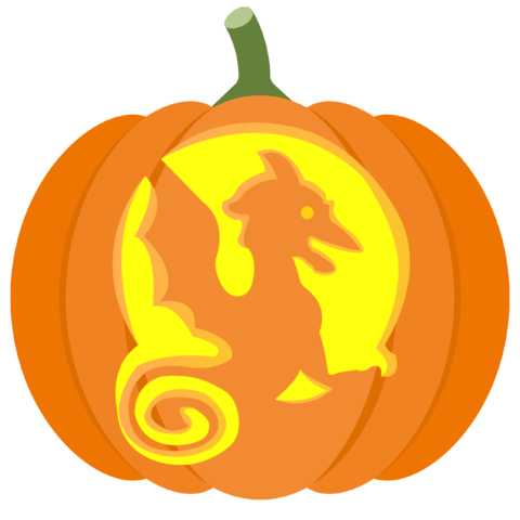 Dragon with open mouth pumpkin stencil free printable papercraft templates