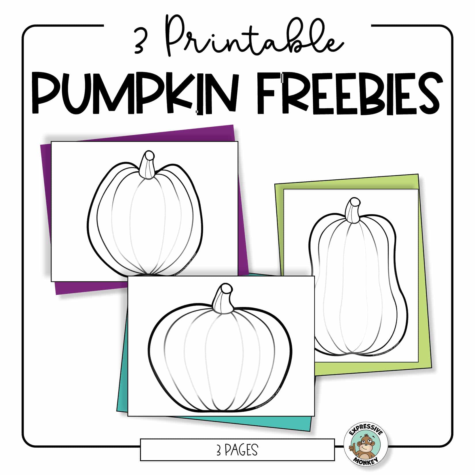 Pumpkin coloring sheets â expressive monkey