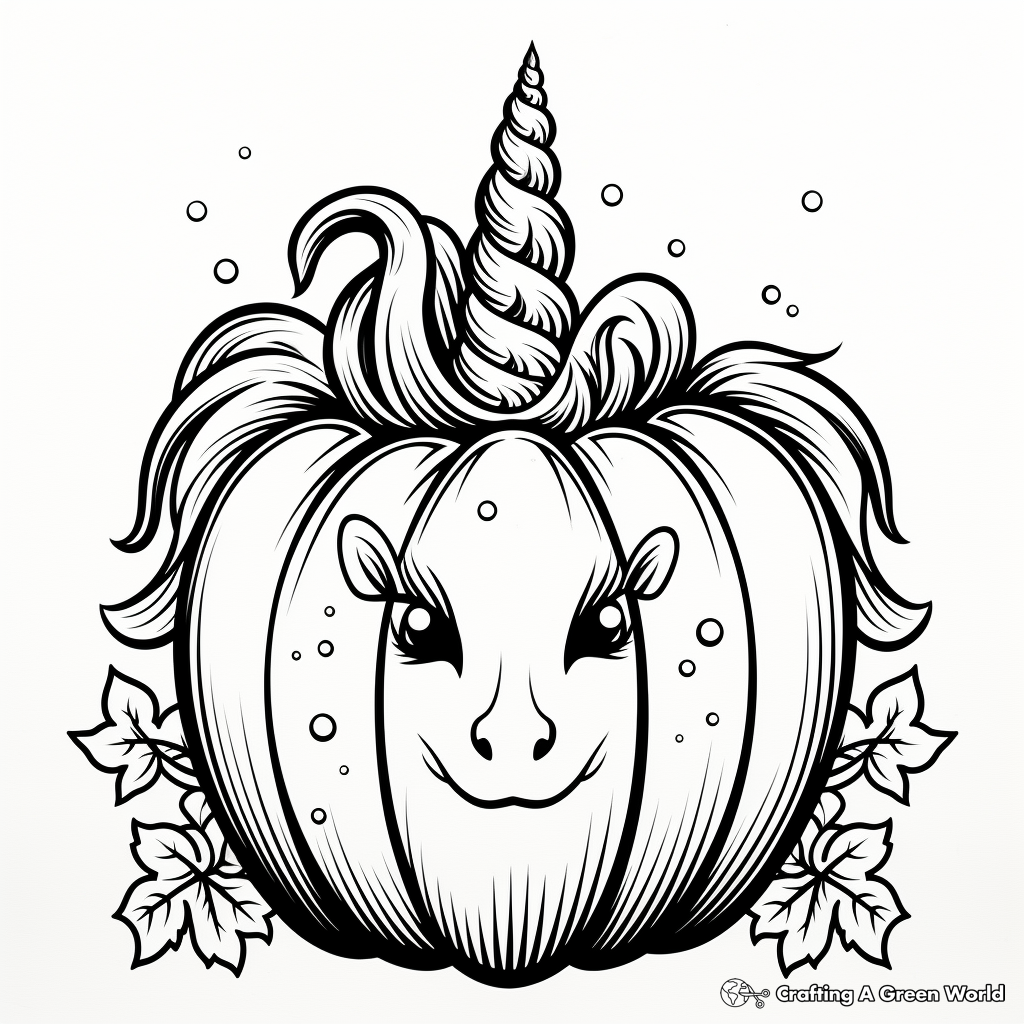 Unicorn pumpkin coloring pages