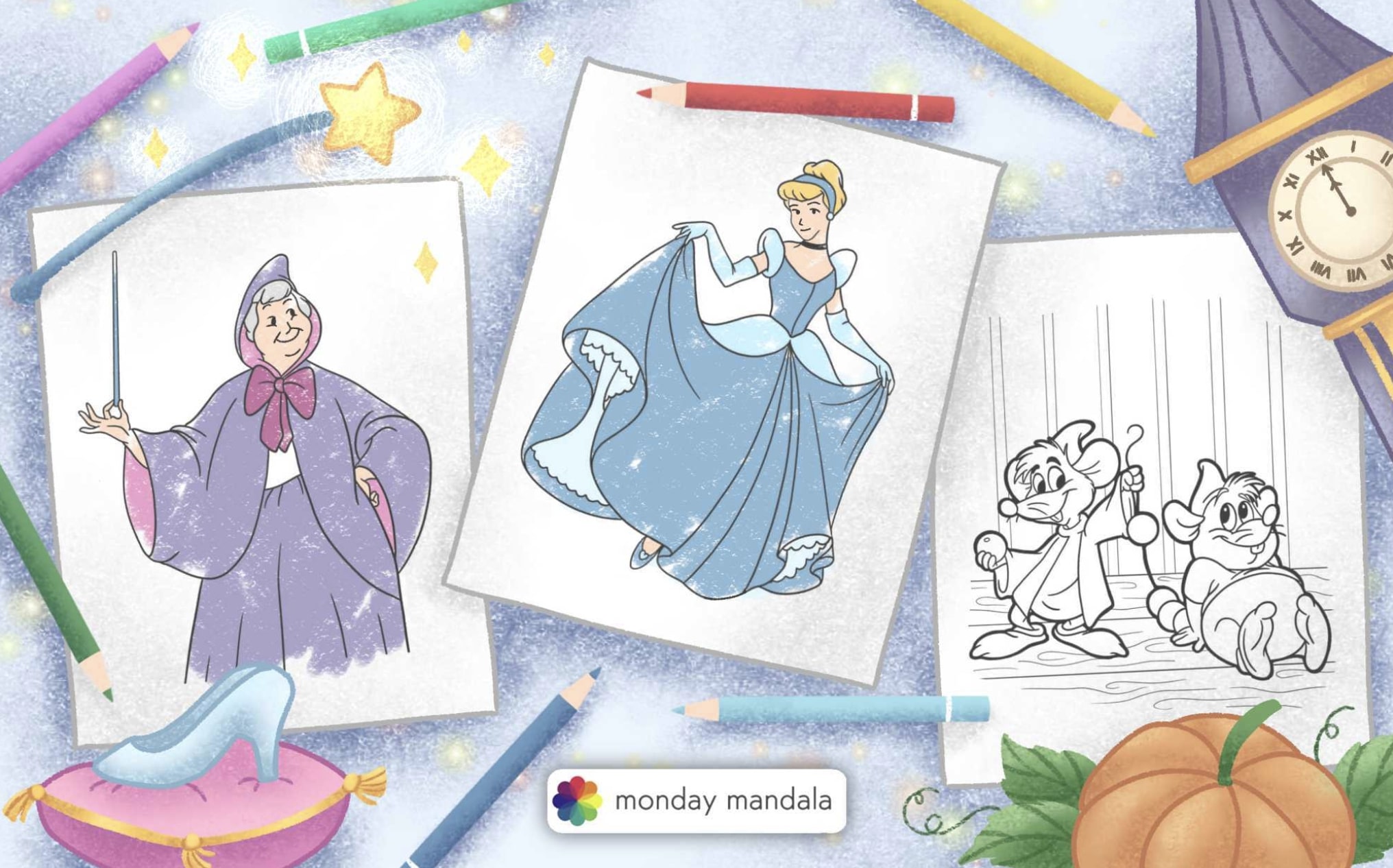 Cinderella coloring pages free pdf printables