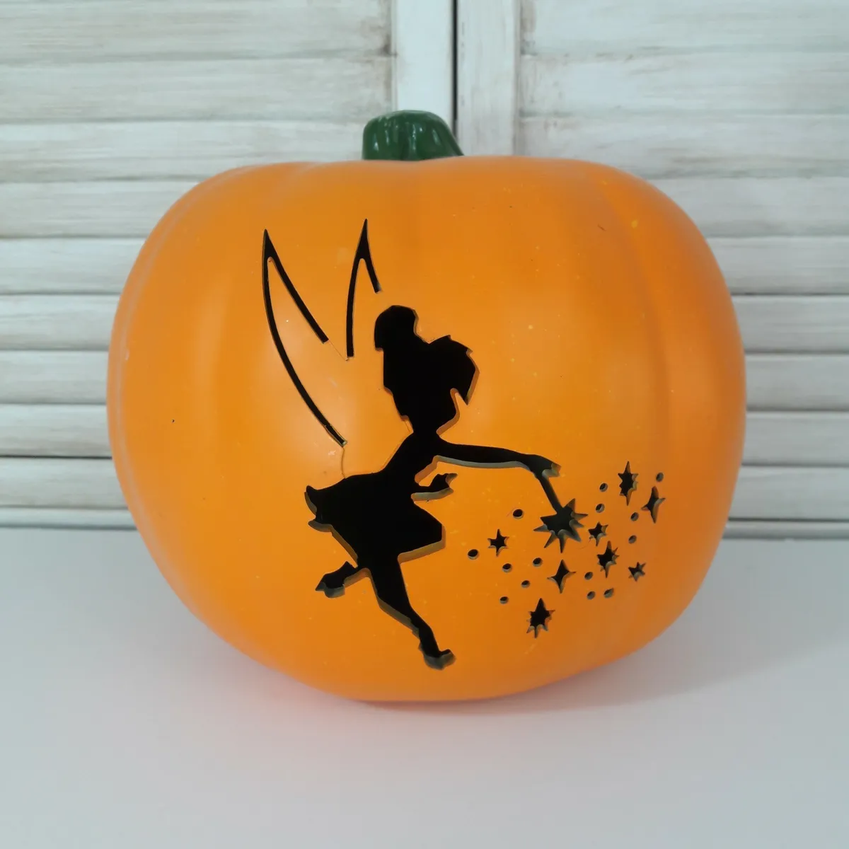 Disney tinkerbell blow mold pumpkin lighted hard plastic orange halloween in