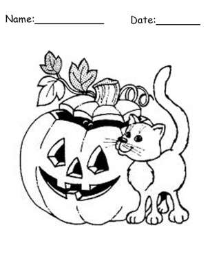 Cat pumpkin printable coloring sheets