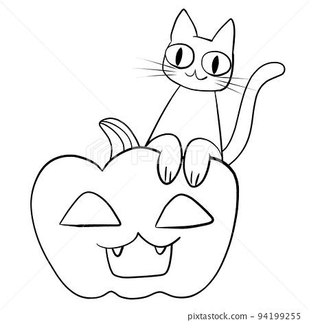 Halloween coloring book pumpkin and black cat