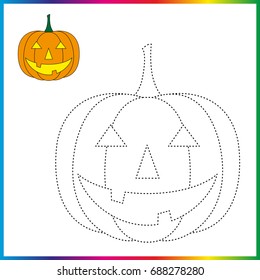 Halloween pumpkin connect dots coloring page stock vector royalty free