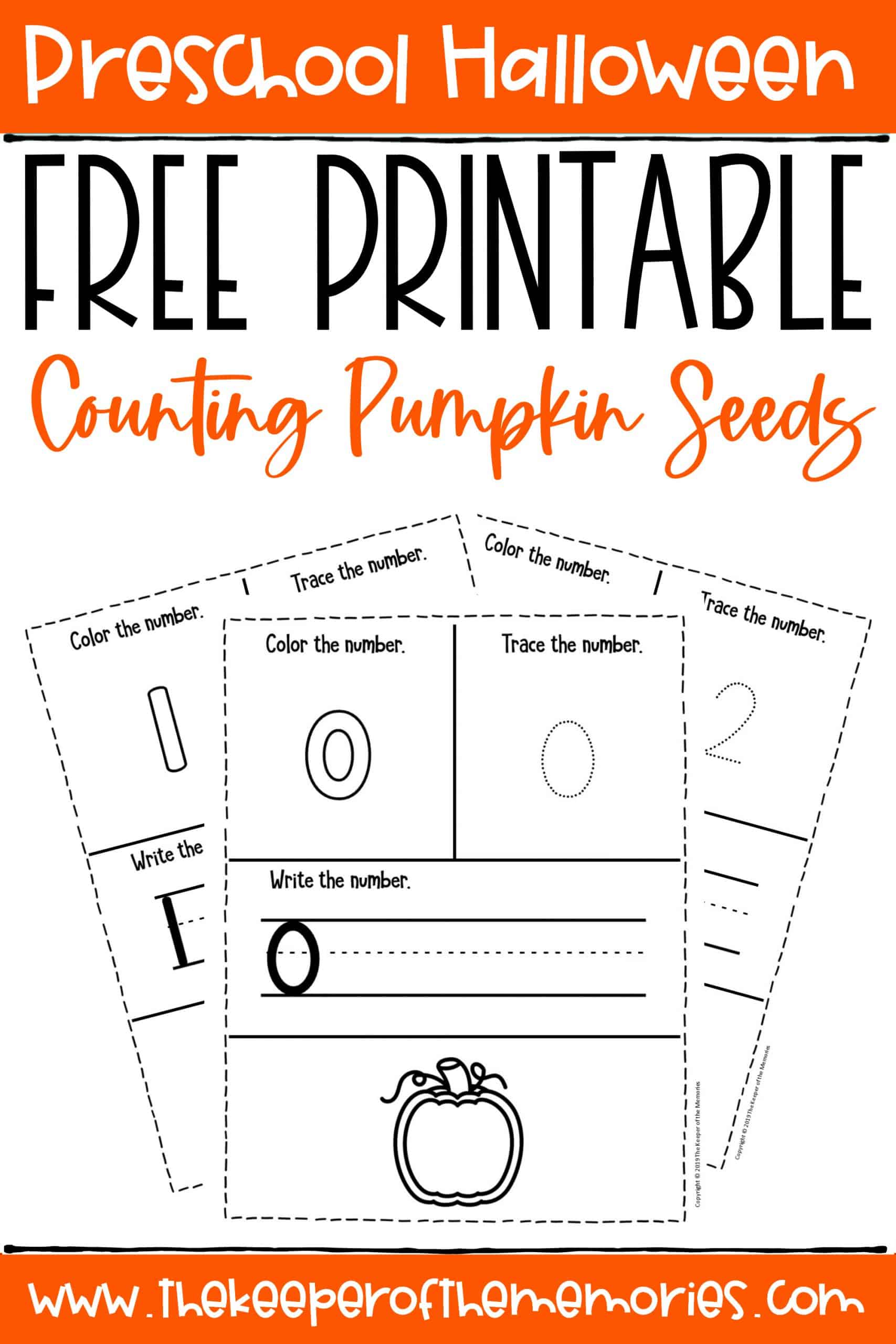 Counting pumpkin seeds halloween worksheets for preschool