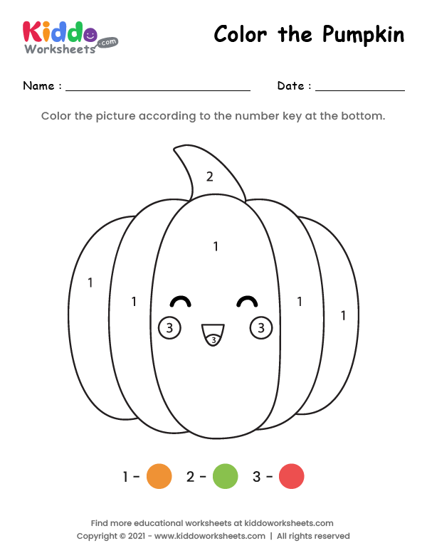 Free printable color the pumpkin worksheet