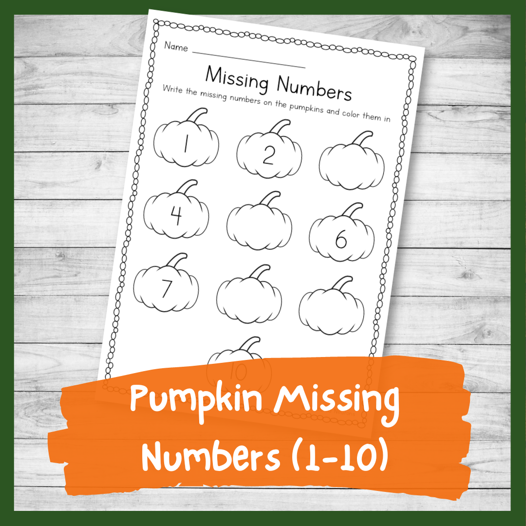 Pumpkin missing number worksheet