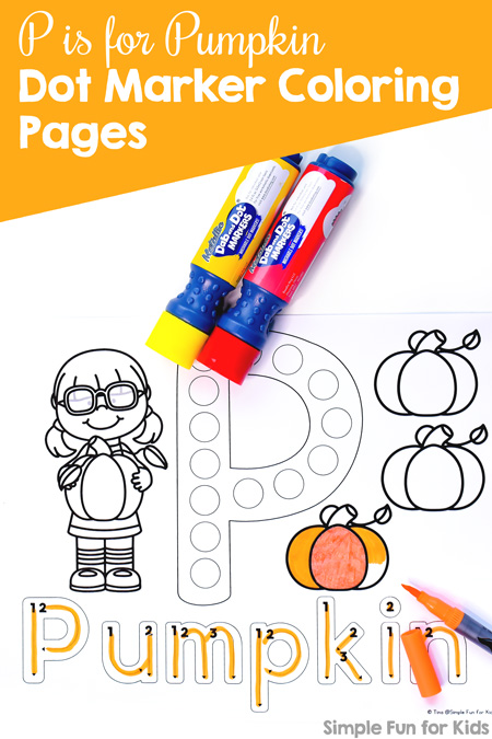 P is for pumpkin dot marker coloring pages