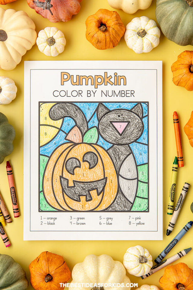 Pumpkin color by number free printables