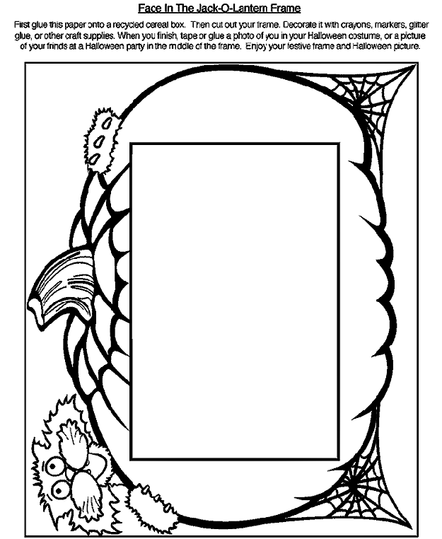 Pumpkin and cat frame coloring page