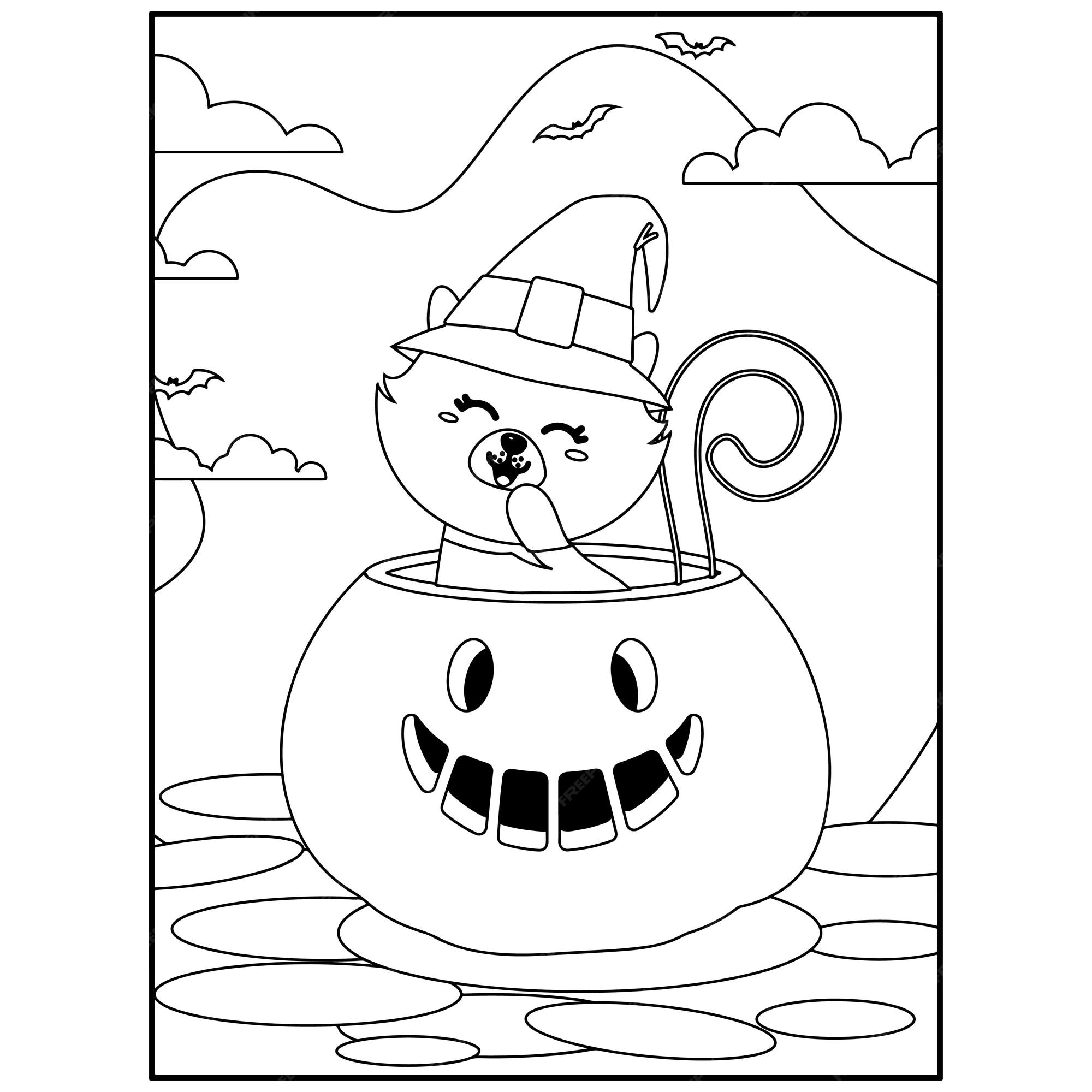 Premium vector halloween coloring pages for kids