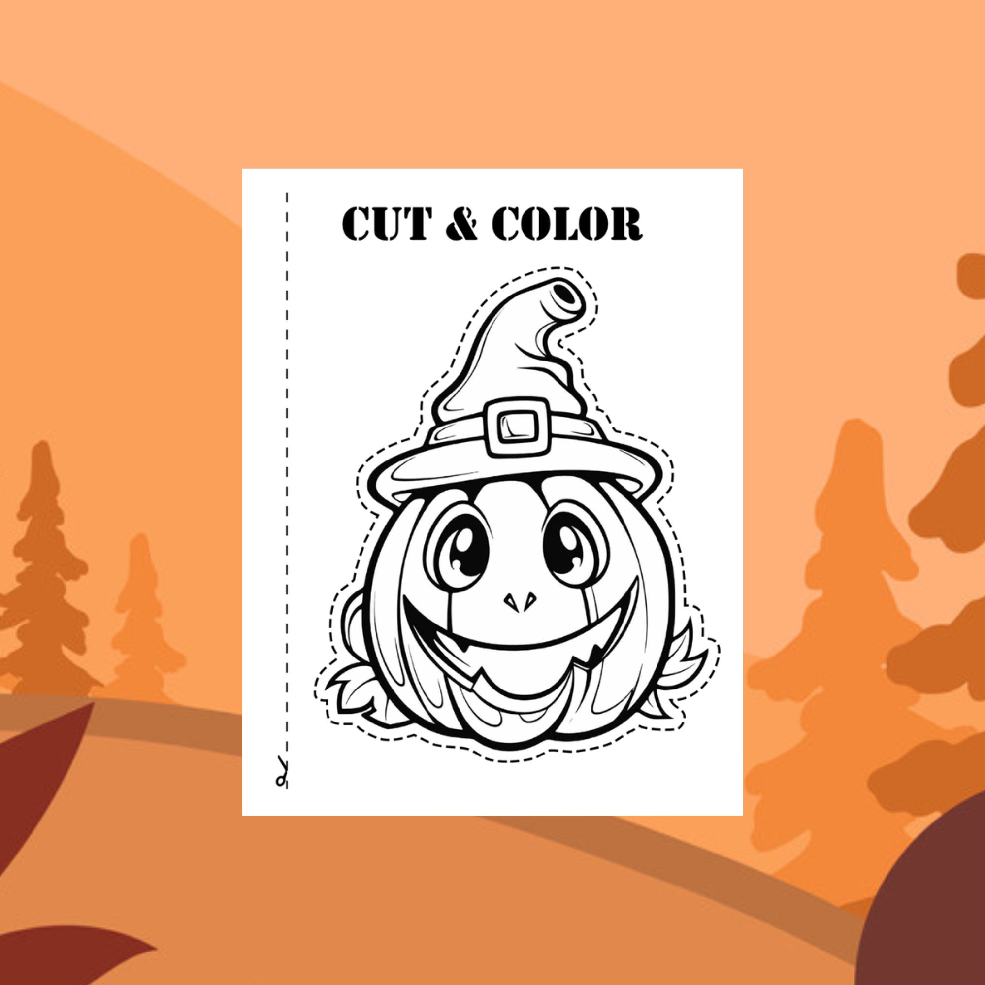 Autumn pumpkin cut paste coloring pages