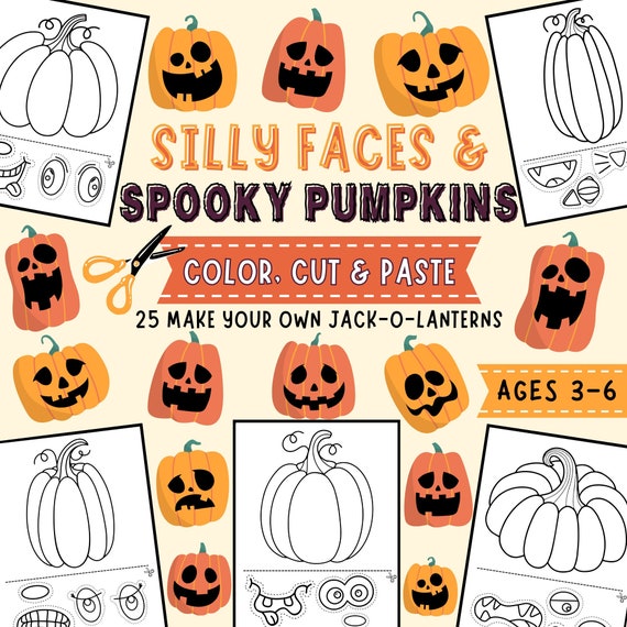 Pumpkin color cut paste sheets halloween pumpkin coloring pages kindergarten halloween activities printable pdf digital download