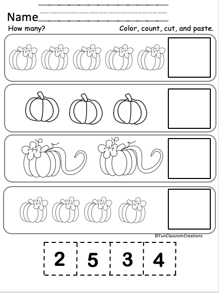 Free pumpkin numbers to