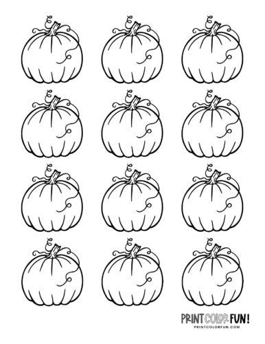 Small pumpkin printables to cut color craft for autumn fun in several tiny sizes at