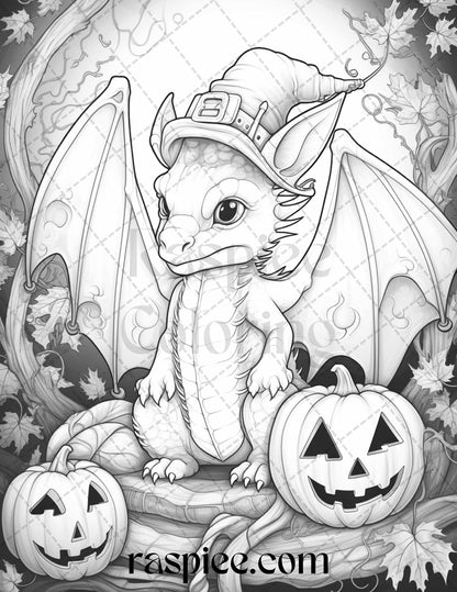 Cute pumpkin dragons graycale coloring pages for adults and kids p â coloring