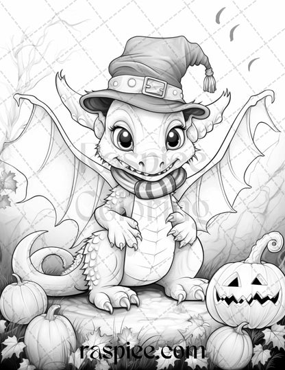 Cute pumpkin dragons graycale coloring pages for adults and kids p â coloring